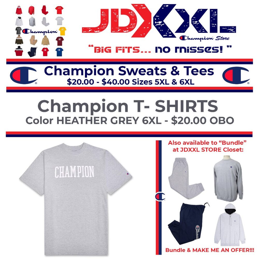 Champion Logo Tee Shirt  - Heather Grey